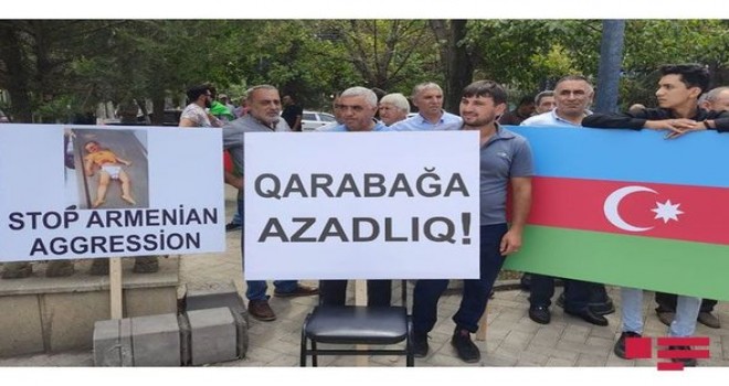 Gürcüstanda azərbaycanlılar Qarabağa azadlıq aksiyası keçirdi - FOTO