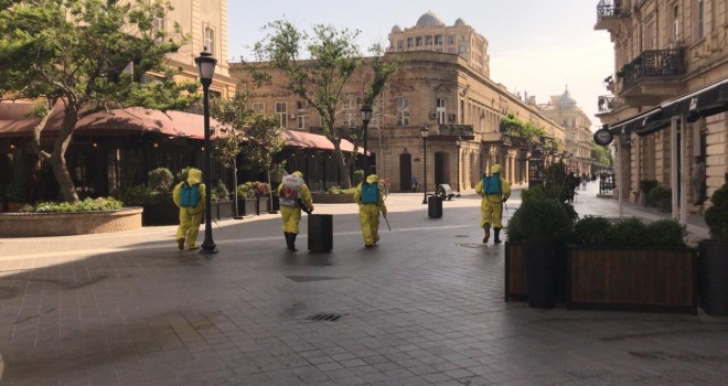 Bakıda dezinfeksiya işləri aparılır-FOTO